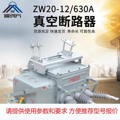 精民10kv户外ZW20-12F/630A高压真空断路器智能分界零序柱上开关