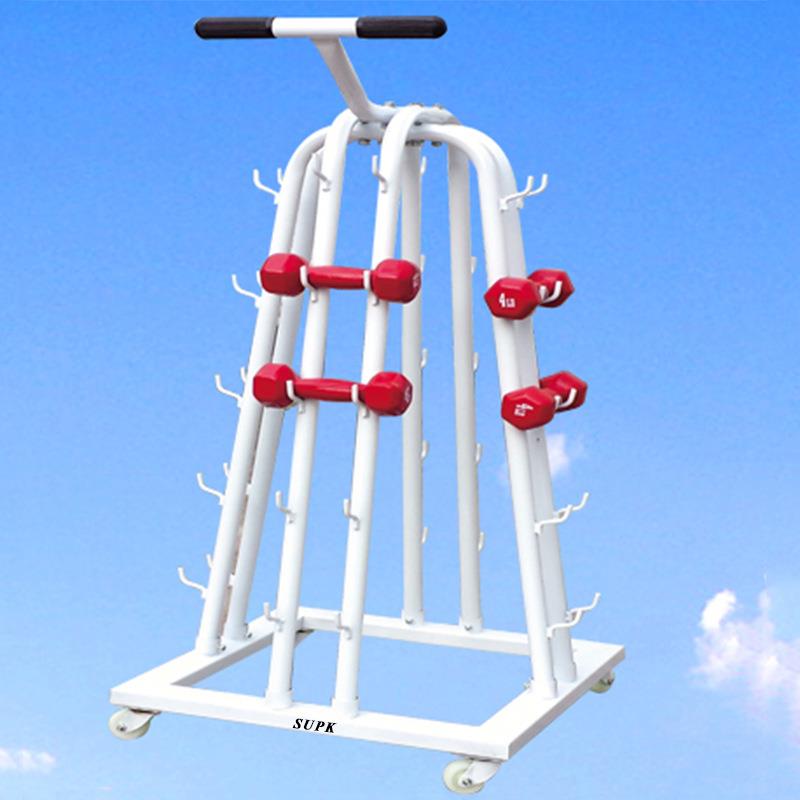 2017新款哑铃摆放架健身房多功能可移动式白色哑铃推车