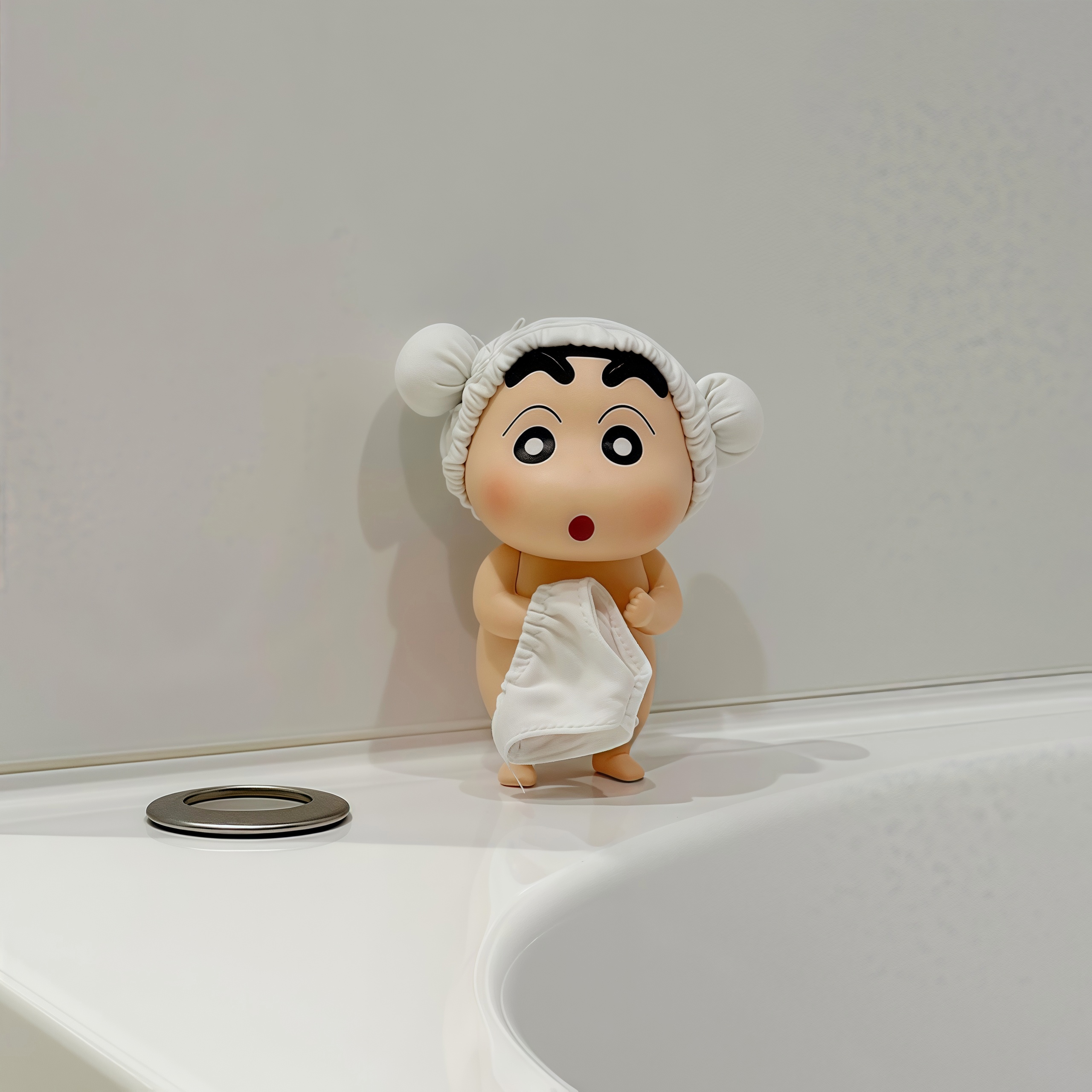 可爱到尖叫！蜡笔小新浴室台面摆件桌面装饰品卡通搞怪创意手办