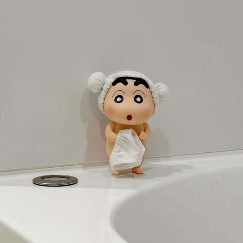 可爱到尖叫！蜡笔小新浴室台面摆件桌面装饰品卡通搞怪创意手办