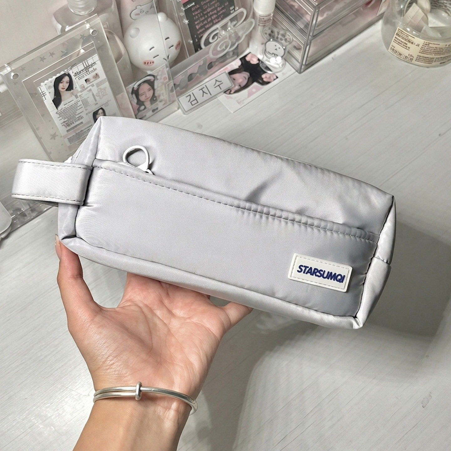 ins风方形笔袋大容量初中女生专用多隔层文具袋盐系高中生铅笔盒