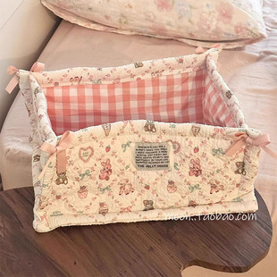 多巴胺宿舍床头杂物收纳篮布艺长方形高颜值可爱储物筐整理置物篮