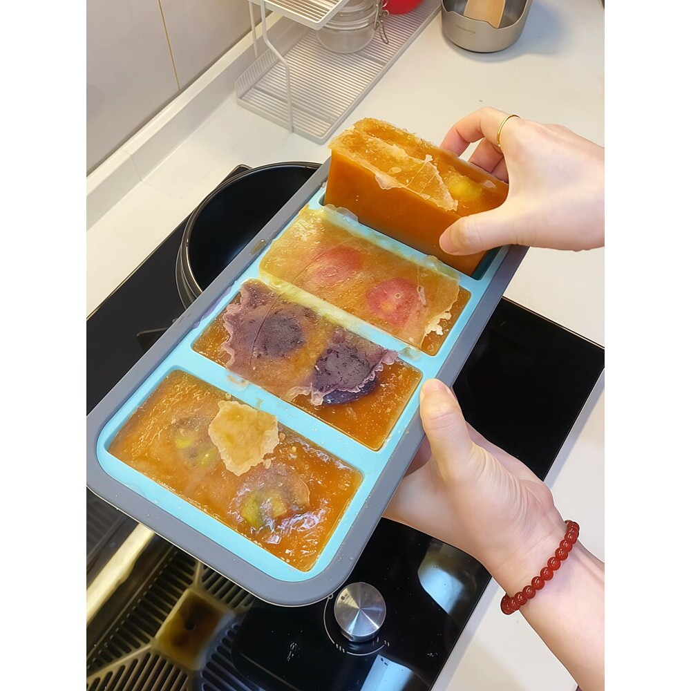 家用大号长条高汤冷冻储存盒保鲜盒食品级冰箱专用硅胶分装冰格