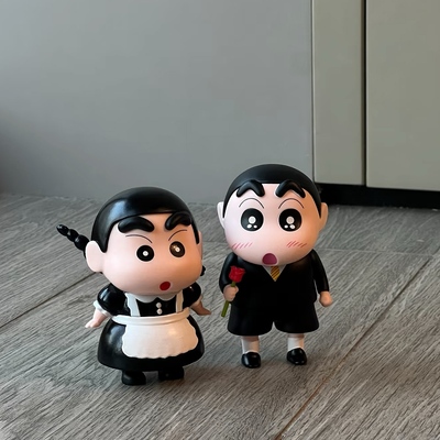 情侣蜡笔小新cos女仆摆件送花小手办车载桌面装饰号系列盲盒礼物