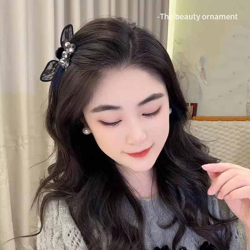 超甜蕾丝兔耳朵蝴蝶结小抓夹前额刘海侧边夹公主头发卡子ins头饰
