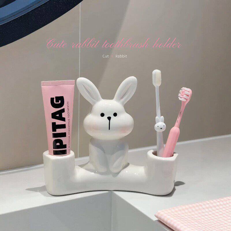 可爱长腿兔牙刷架卫生间台面牙刷置物架高颜值电动牙刷收纳2026新