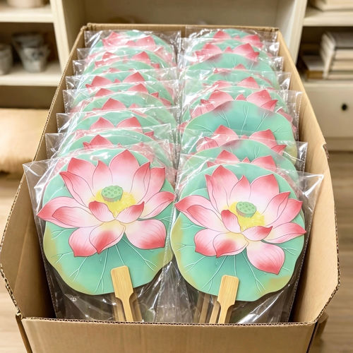 荷花扇子夏天家用蒲扇随身携带2026新款凉快手摇扇结实耐用