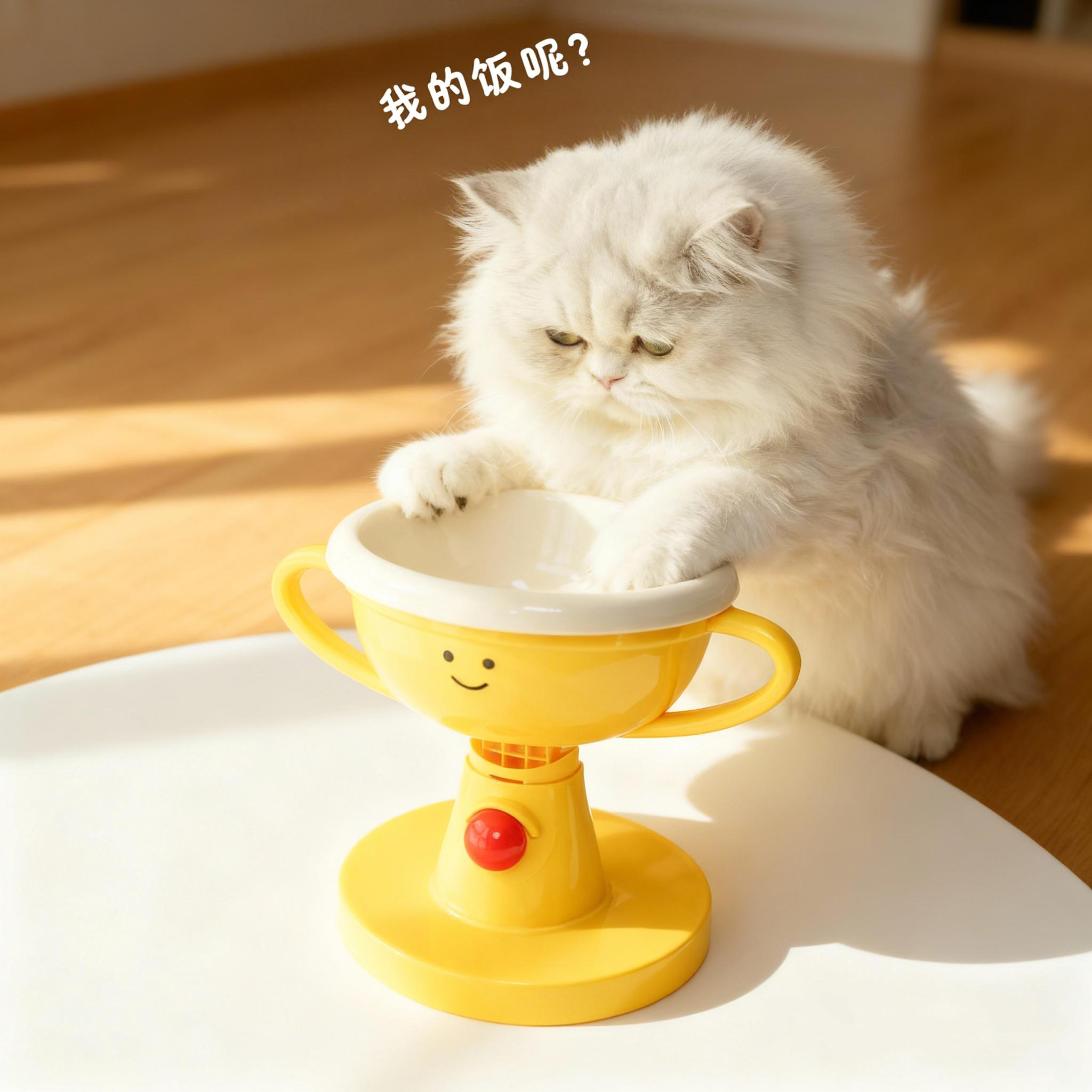 奖杯猫碗升降宠物食盆保护颈椎可调节陶瓷盆防打翻猫咪水碗礼物