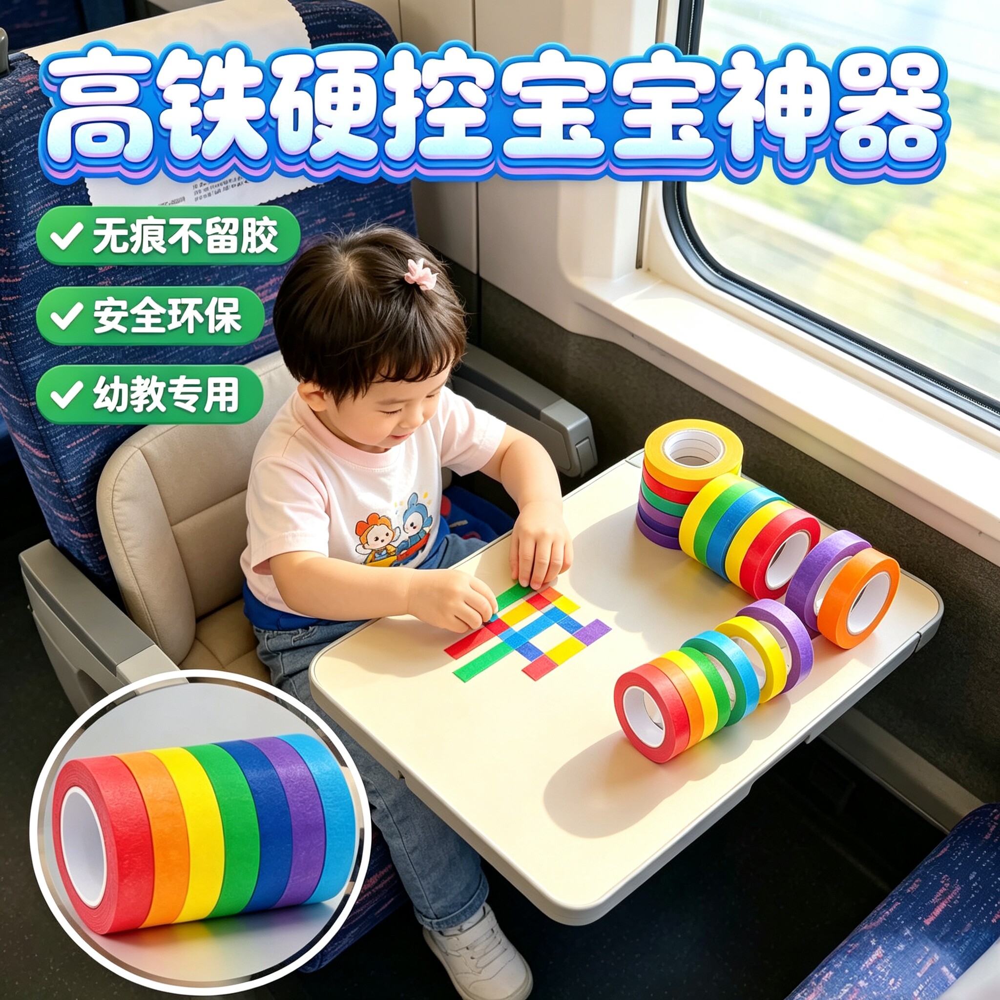 儿童高铁飞机安抚不留胶贴纸