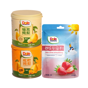 Dole都乐水果罐头冰糖红枣枸杞枇杷炖梨银耳炖梨 草莓干组合零食