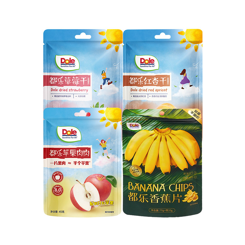 DOLE都乐香蕉片草莓红杏苹果干组合居家户外零食休闲娱乐学生零食