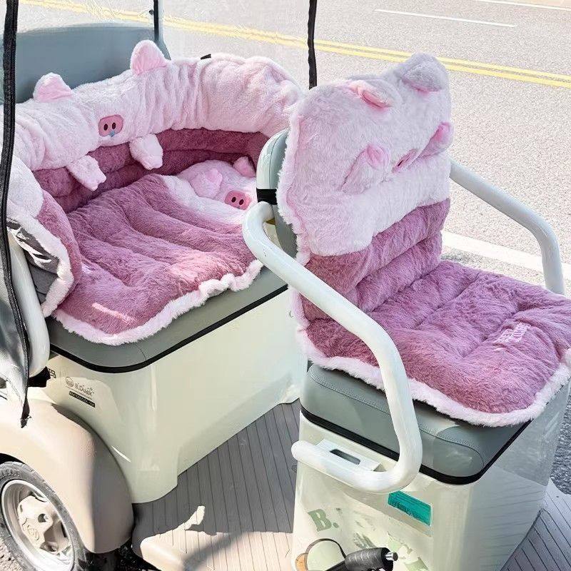 电动三轮车冬季坐垫坐靠一体围挡加厚毛绒屁垫前后排座垫靠垫,居家布艺,腰靠垫,淘宝优惠券,粉丝福利购,淘宝优惠卷