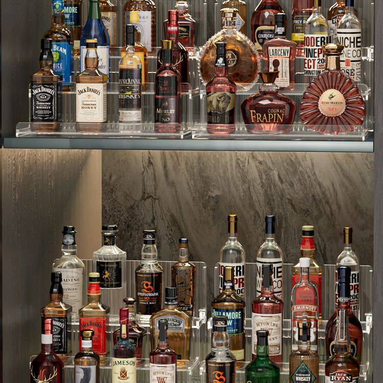 酒架子展示架阶梯式酒柜多层置物架亚克力桌面吧台迷你洋酒收纳盒