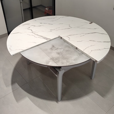 圆形餐桌四分新款折叠圆桌面带折叠式面板转盘15大圆桌家用台面4