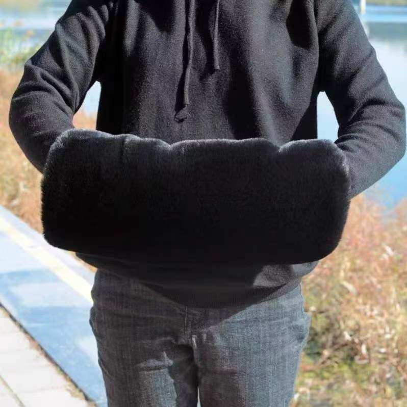 ぃ加棉加厚毛绒保暖袖手捂子不能充电暖手中老年人老年人防寒礼物