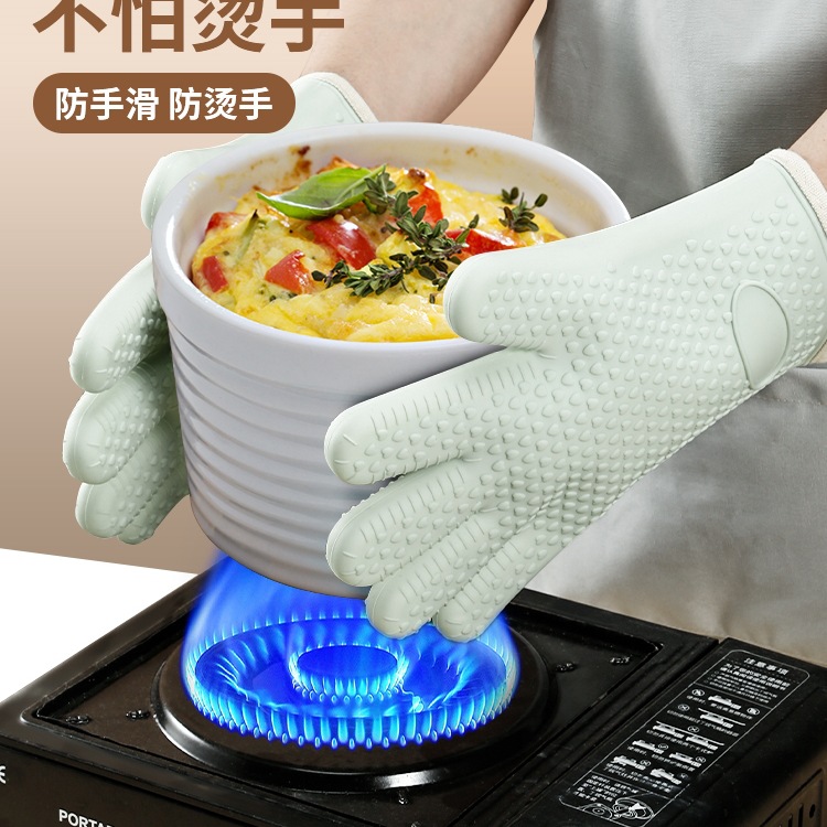防烫手套隔热加厚硅胶厨房烤箱烘焙耐高温防滑防热微波炉烘培