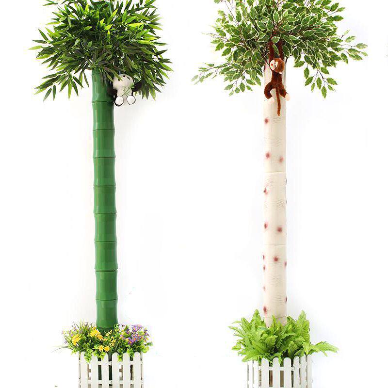 仿真竹节树皮绿植厨房包下水管道装饰空调管暖气燃气管子遮挡