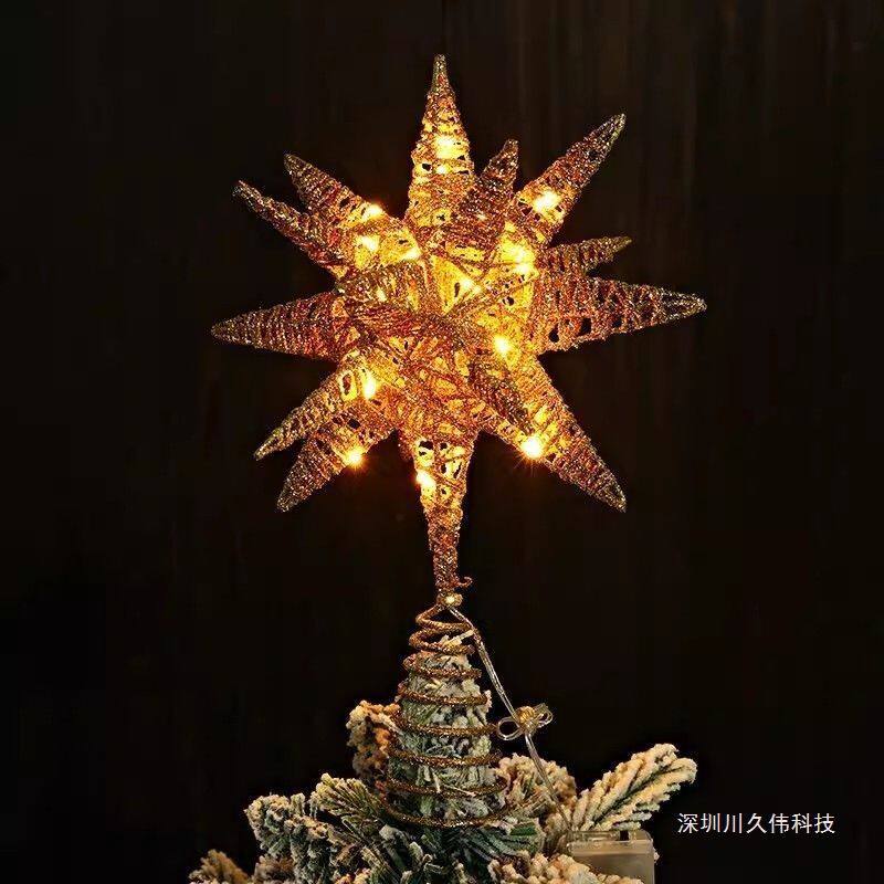 圣诞树装饰挂件圣诞树顶星发光五角星大顶部星星圣诞节装饰品摆件