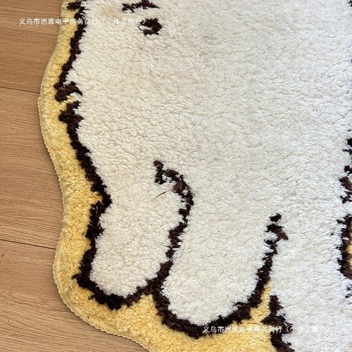 地垫毯长条新款女孩2024床边室内小猫客厅风毛绒奶油地毯卧室