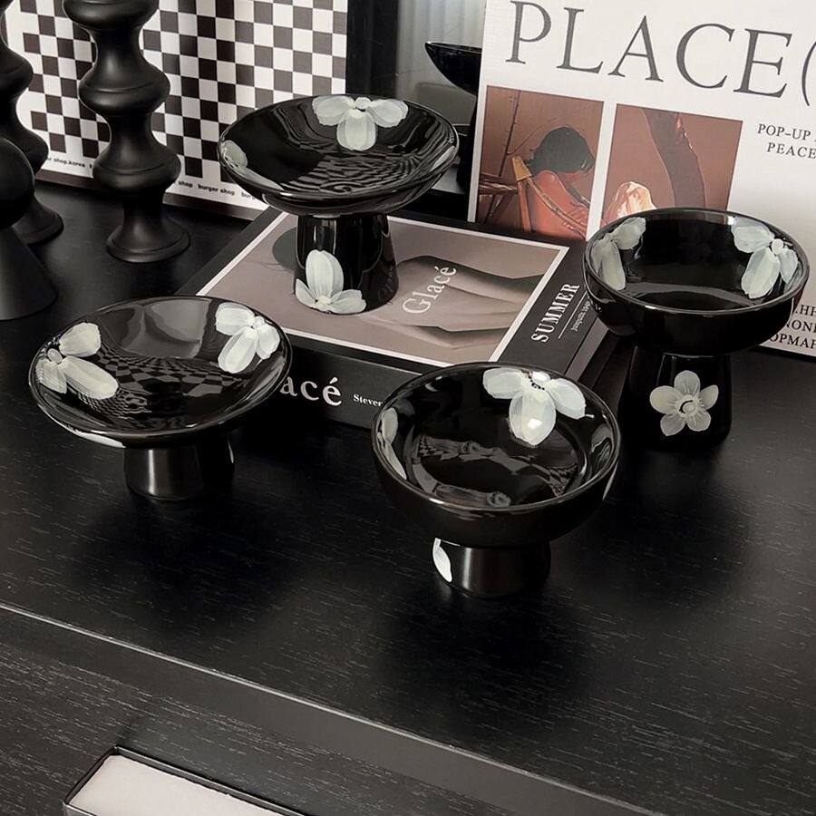 小众复古风甜品碗雪糕碟家用高颜值手工创意艺术陶瓷高脚杯