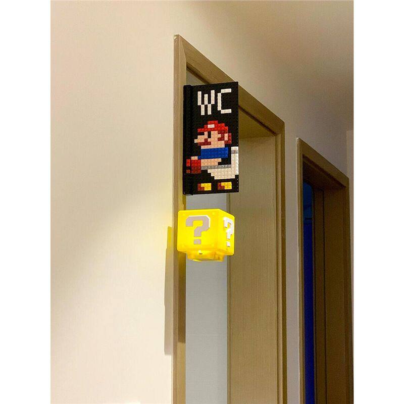 马里奥门牌厕所WC标识牌积木指示牌创意家用洗手间提示装饰挂牌