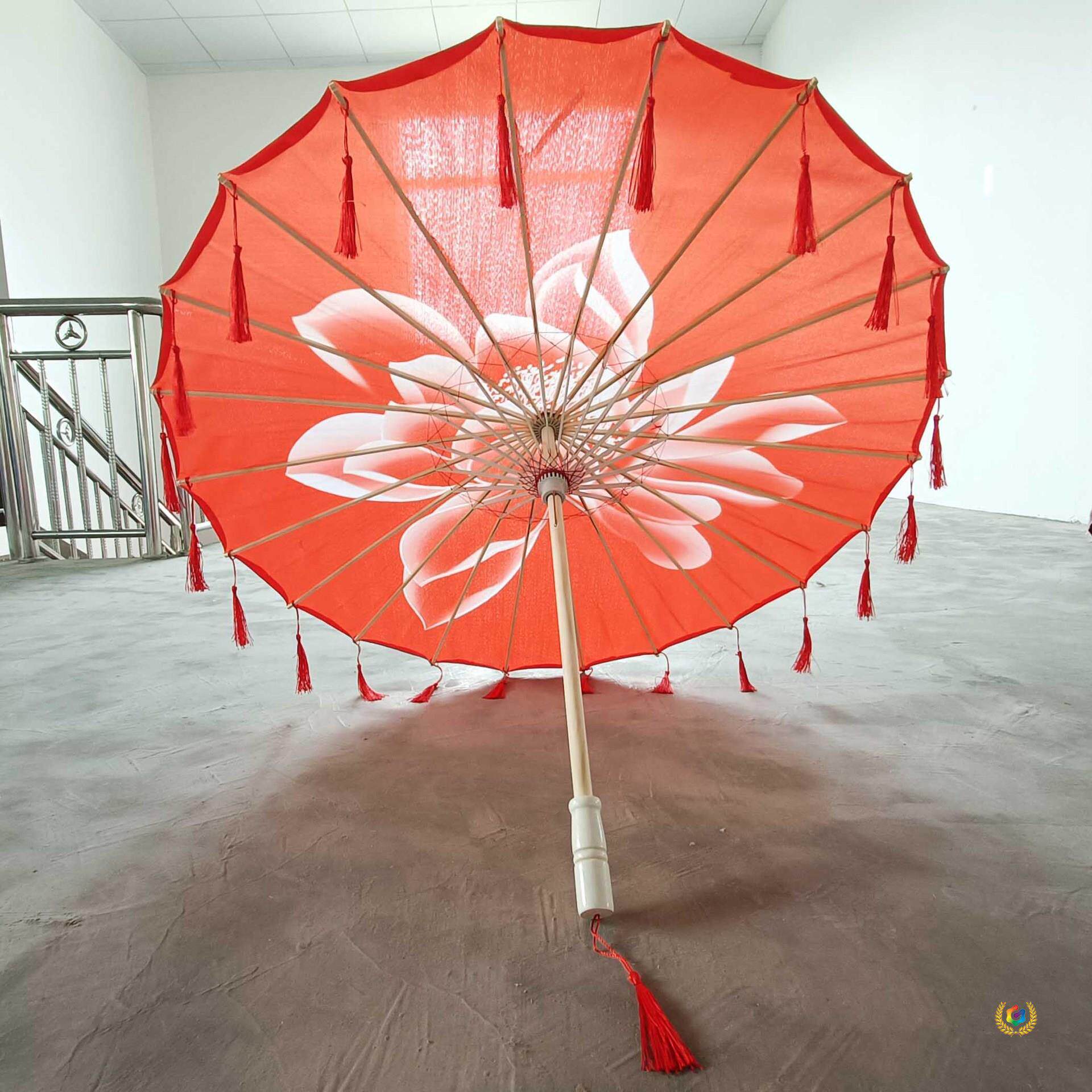 ∈大号印花流苏伞油纸伞古典遮阳拍照舞蹈古风印花绸布伞