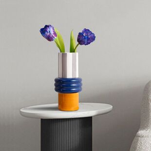 高颜值轻奢中古陶瓷花瓶摆件家居客厅电视柜插民宿样板间摆设