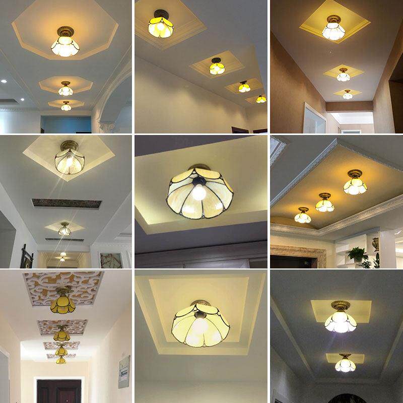 欧式覆古玄关走道灯衣帽间入户门厅阳台个性咖啡厅彩色玻璃吸顶灯