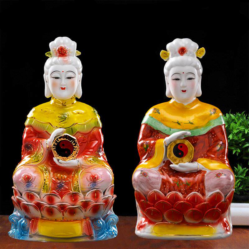 陶瓷无生无声老母救世主神像无极老母家居家用保平安佛像家居摆件