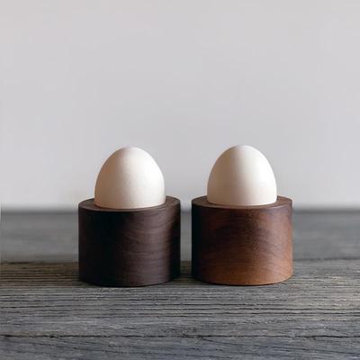 左迹实木手作鸡蛋托黑胡桃圆形蛋蛊厨房桌面收纳原木北欧风无漆