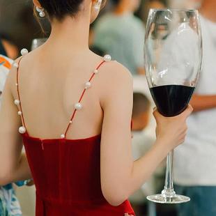 大杯子婚礼大号高脚杯结婚大酒杯网红超大红色酒杯巨大特大号啤酒