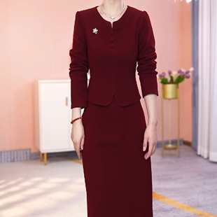 连衣裙2025新款女春秋十三行爆款轻奢高级感喜婆婆婚宴装妈妈礼服