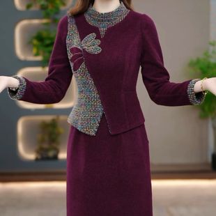 连衣裙2025新款女冬季十三行爆款轻奢高级感喜婆婆婚宴装妈妈礼服