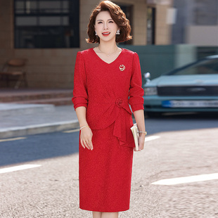 连衣裙2026新款女春秋十三行今年流行爆婚喜宴婆妈长袖轻奢高级感