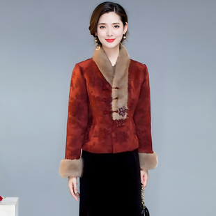 平湖羽绒棉服女款冬季2026新款九江高端中式国风婚喜宴红色短外套