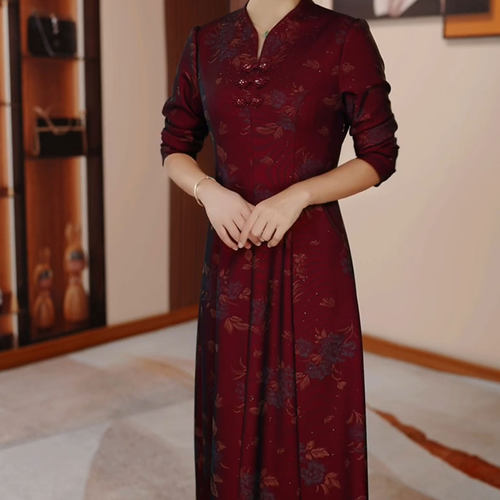 新中式国风改良旗袍连衣裙十月一轻奢高级感喜婆婆婚宴装妈妈礼服