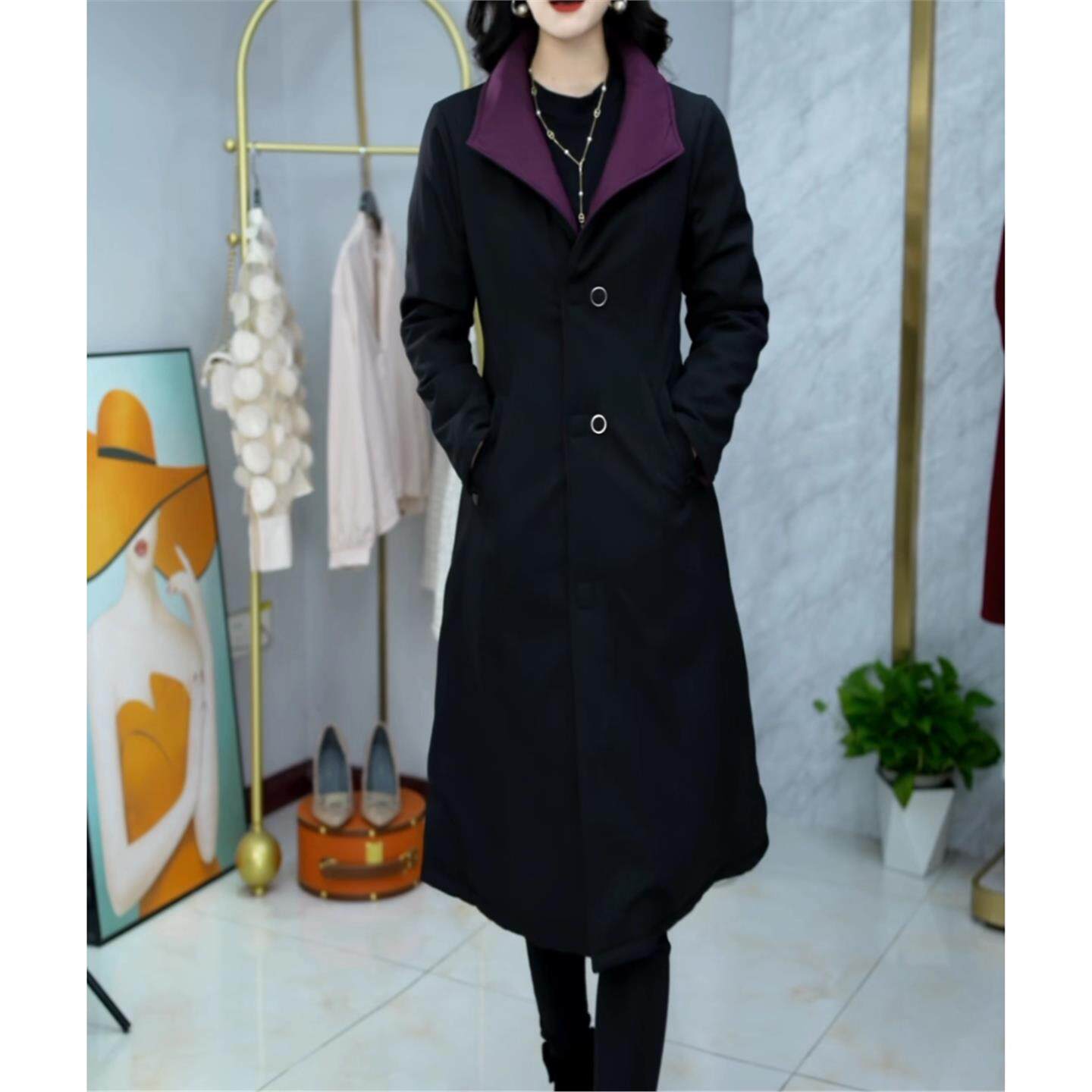 高档新中式呢子大衣2025秋冬新款妈妈装修身显瘦中长款夹棉外套