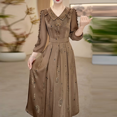 连衣裙2025新款女春夏妈妈遮肚显