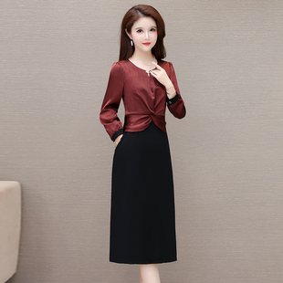 洋气高贵减龄显瘦假两件裙子 新款 时尚 气质拼接连衣裙2026春季