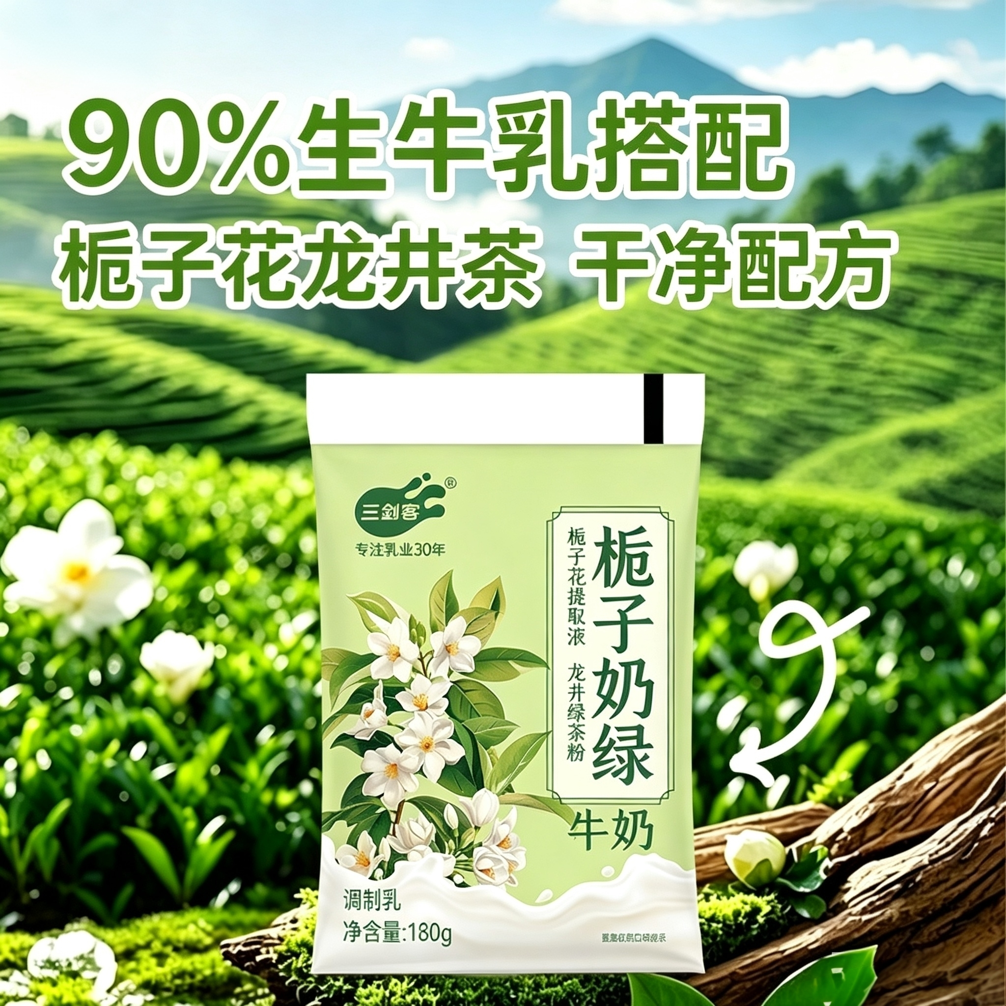三剑客栀子奶绿牛奶生牛乳90%营养早餐奶整箱网红风味花色牛奶
