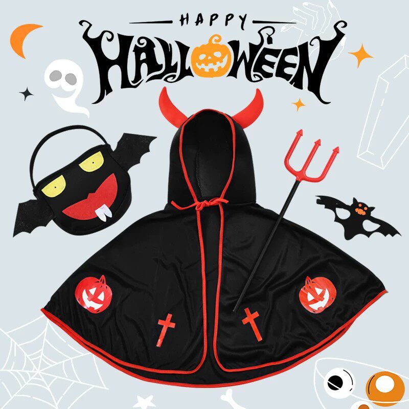 万圣节儿童吸血鬼恶魔披风斗篷