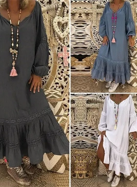 Long Sleeve Round Neck Loose Dress