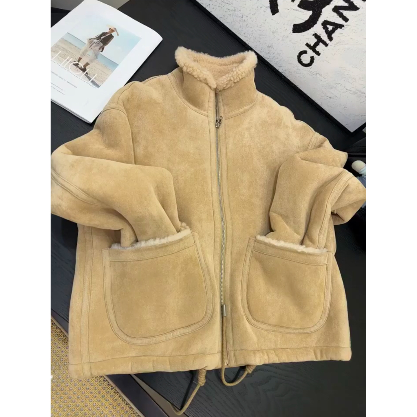 韩系高级感羊羔毛皮毛一体外套女2025秋冬新款加厚保暖机车服夹克