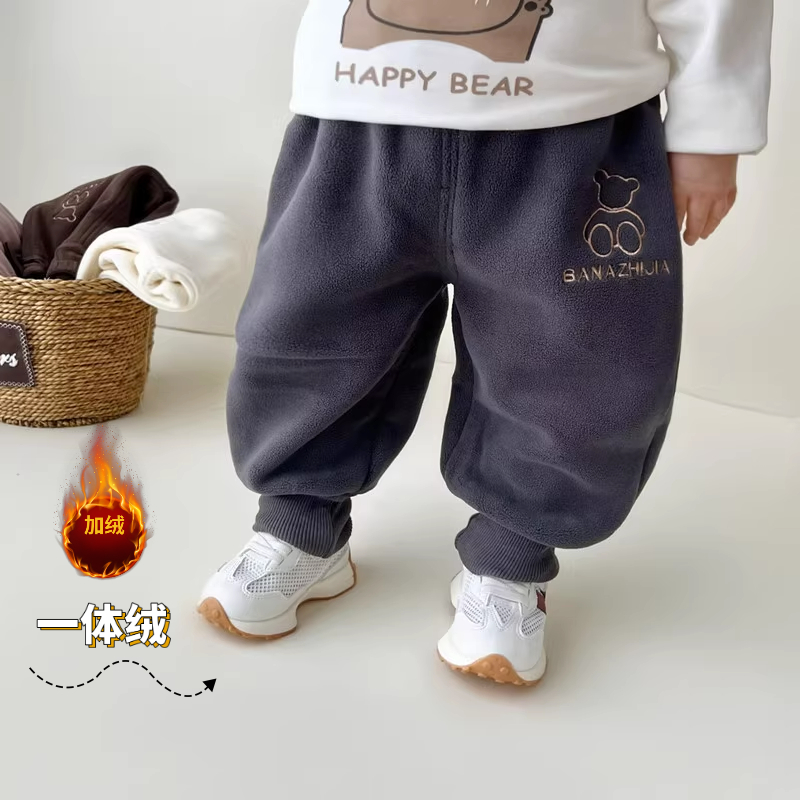 小童装裤子子秋冬加绒一体绒宝宝x大屁屁裤0-4岁儿童男女运动休闲