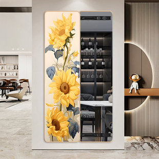 新款超薄隐藏式穿衣镜全身镜隐形向日葵挂画可推拉暗藏可关闭镜子