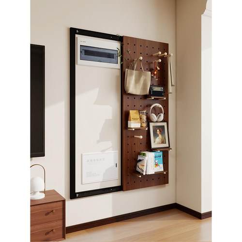 中古风电表箱遮挡推拉实木洞洞板弱电箱配电箱盒装饰隐形墙面遮丑