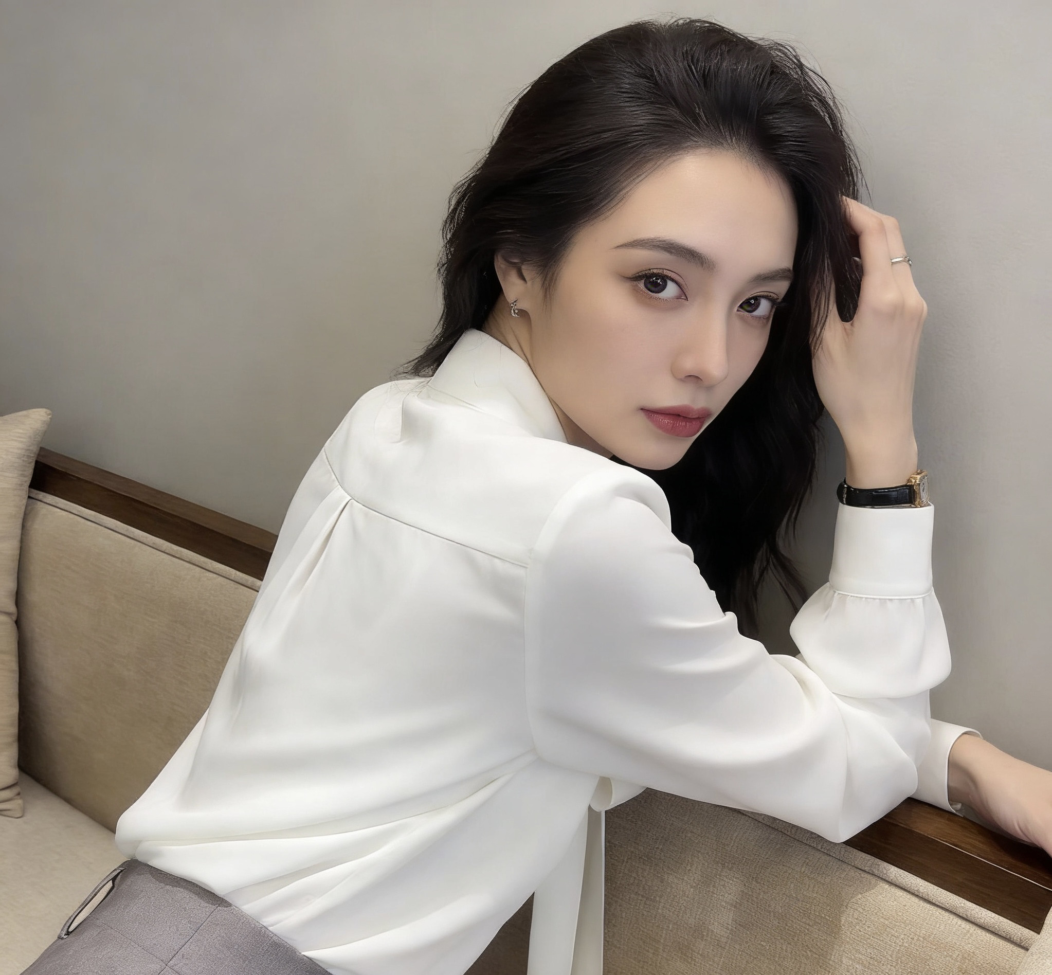 白色醋酸缎面蝴蝶结衬衫女春秋小个子高级感内搭衬衣职业长袖上衣,女装/女士精品,真丝上装,淘宝优惠券,粉丝福利购,淘宝优惠卷