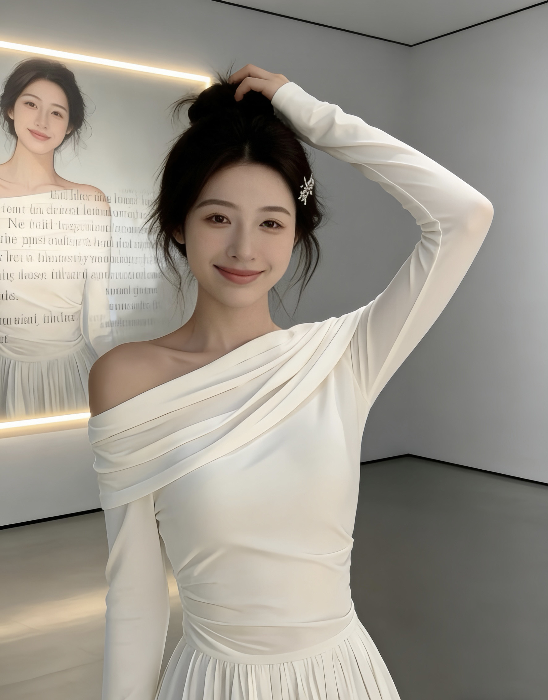 米白色一字肩长袖连衣裙2026春季新款高级感法式长裙穿搭裙子女装,女装/女士精品,连衣裙,淘宝优惠券,粉丝福利购,淘宝优惠卷