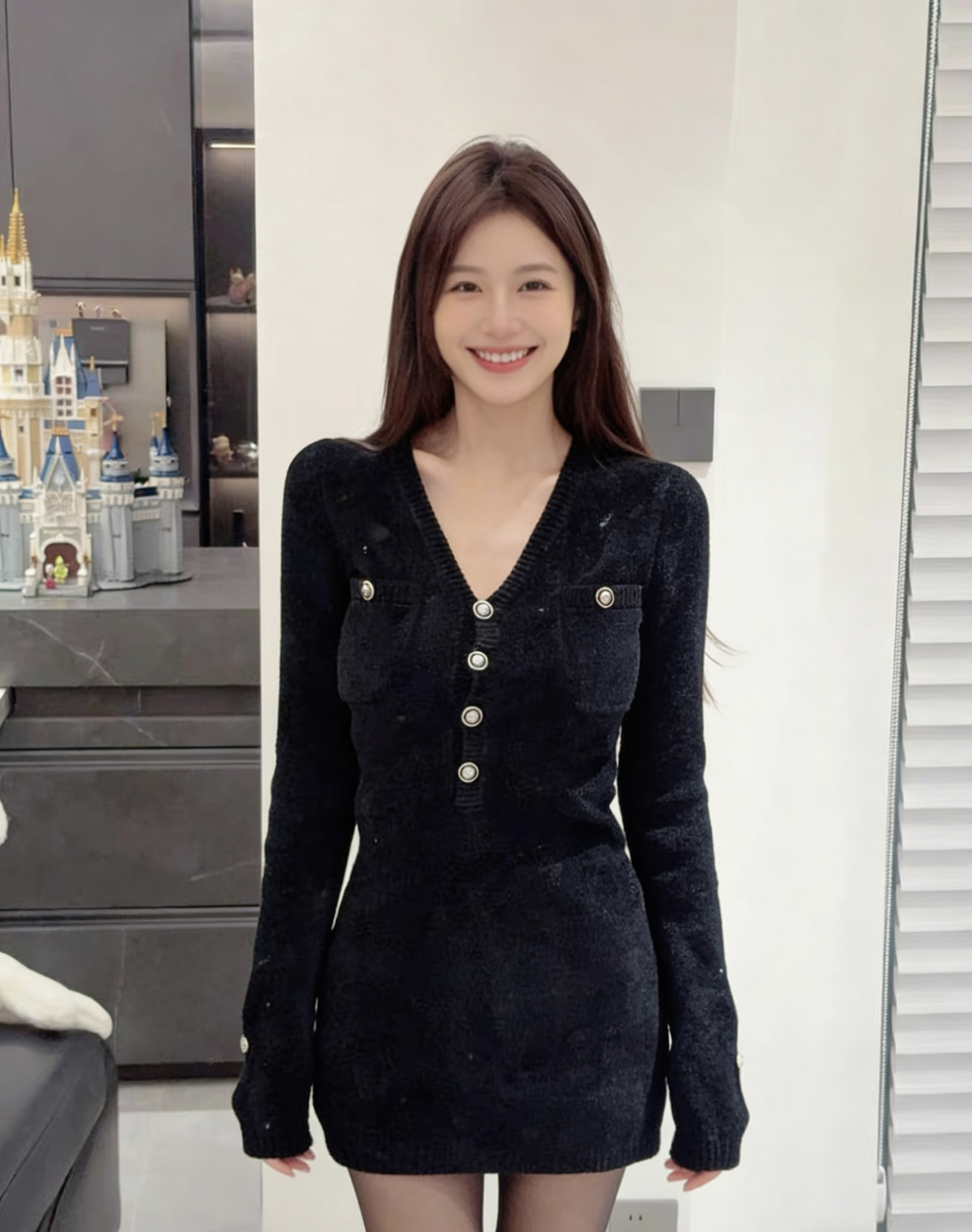 法式复古气质连衣裙女2025秋冬新款高级感气质收腰显瘦长袖裙子