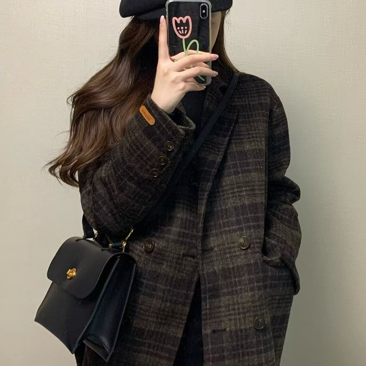 大量格子呢子大衣女2025秋冬毛呢外套